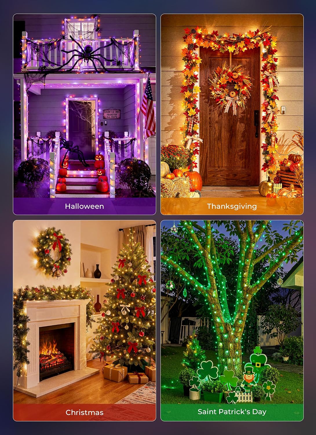 Brightown Guirnalda de luces inteligentes de Navidad, 800 LED 264 p...