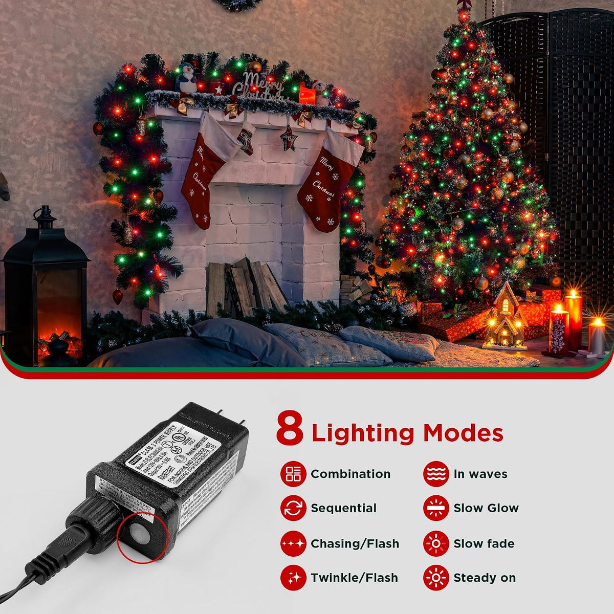 BlcTec Luces de Navidad para interiores y exteriores, 300 luces LED...
