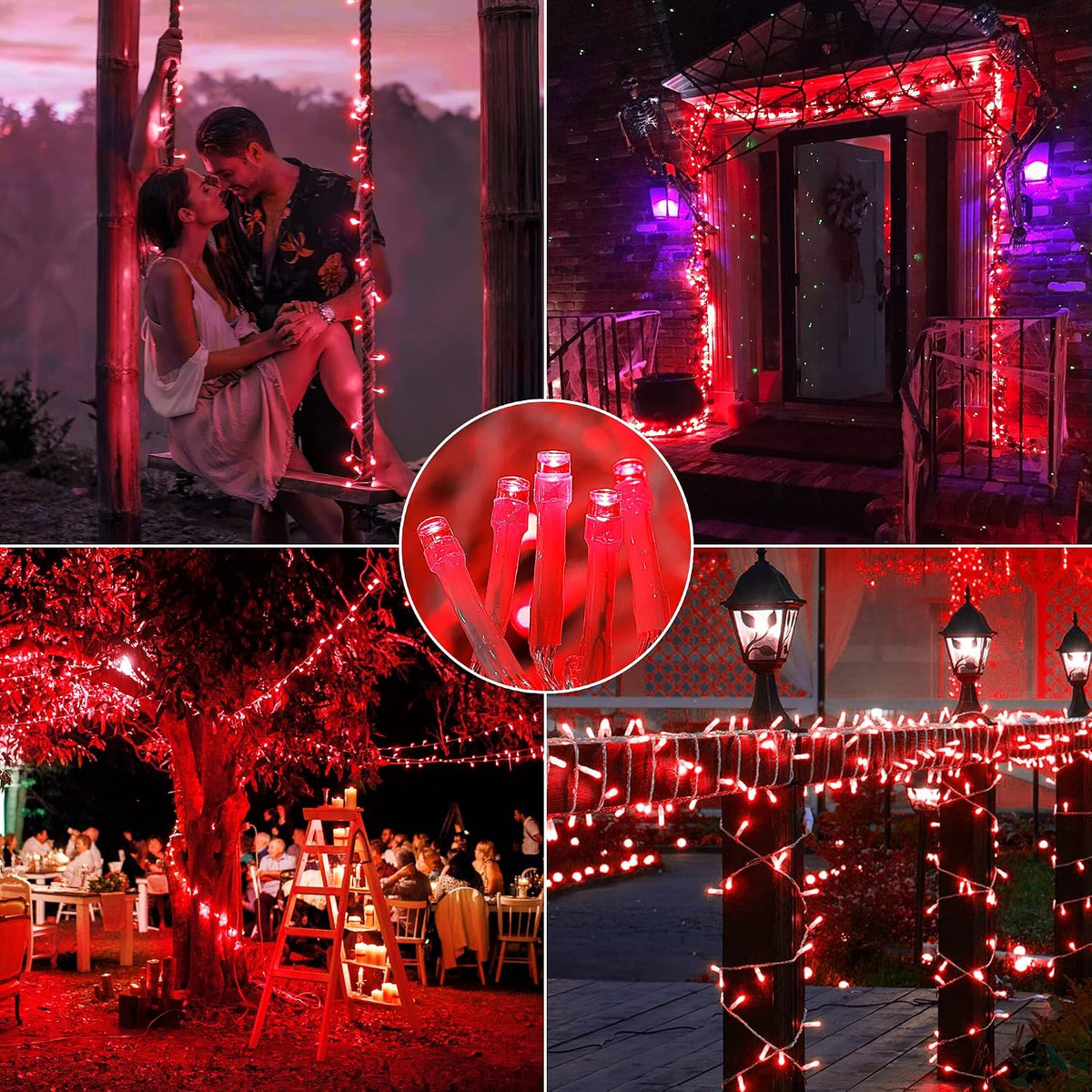 Pellimo 100 luces LED rojas de Navidad, 33 pies enchufables en cade...