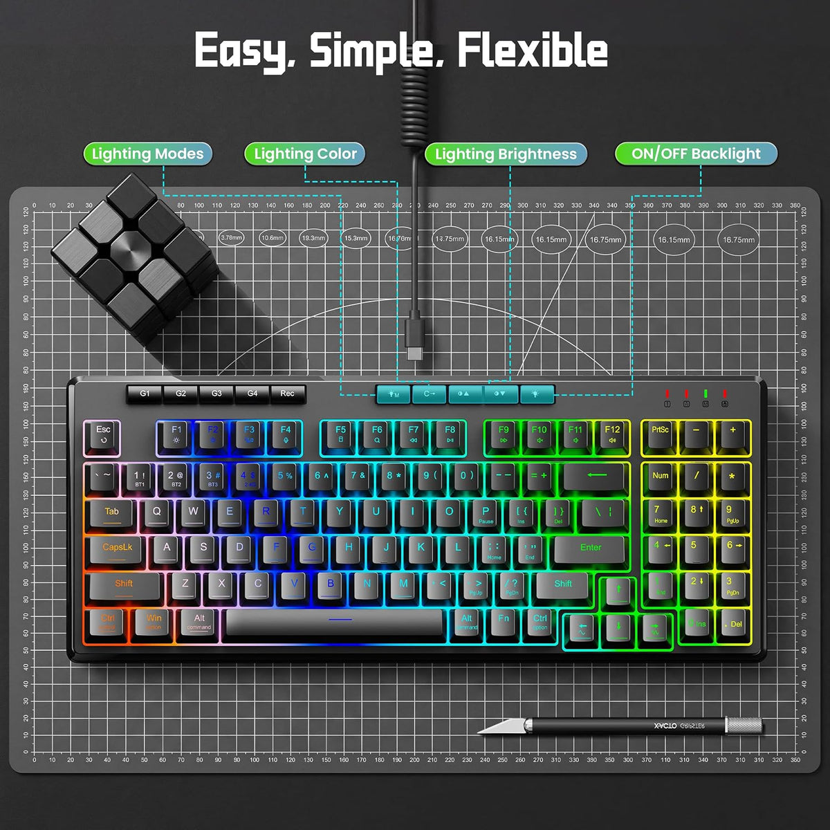 Redragon K517 Pro Teclado para juegos con cable, retroiluminación R...
