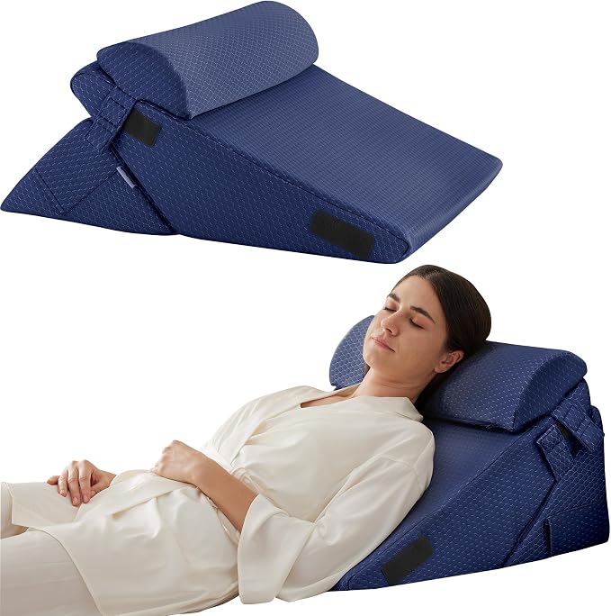 Juego de 3 almohadas ortopédicas de cuña, triangular, plegable, de 9 y 12 pulgadas, para cama, posoperatorio de espalda, piernas y rodillas, dormir, reflujo ácido, ronquidos