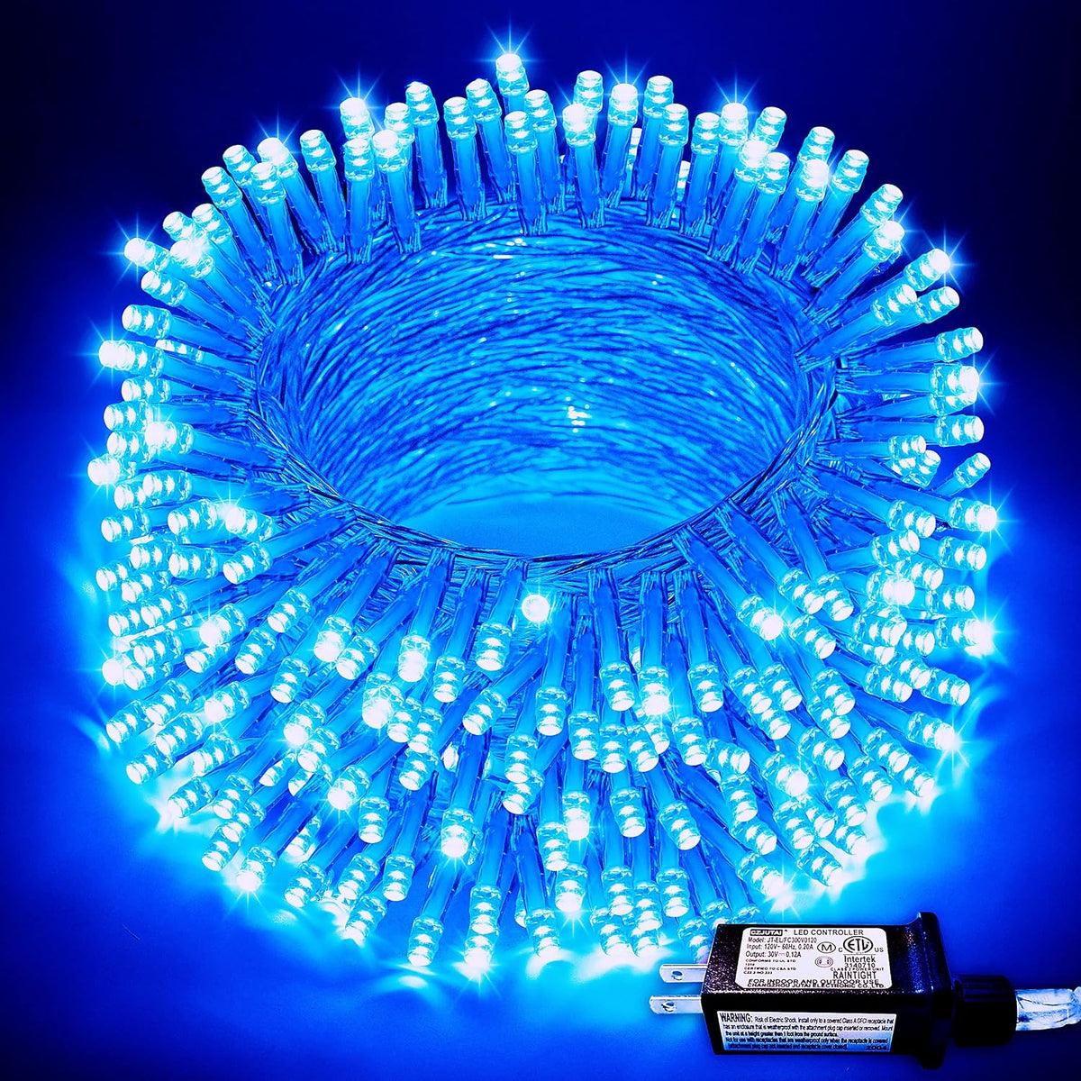JMEXSUSS Luces de Cadena Azules de Navidad para Interiores y Exteri...