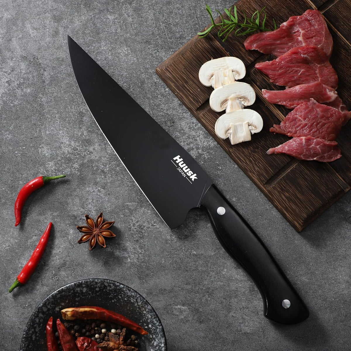Huusk - Juego de cuchillos de cocina japoneses para cocina, 3 pieza...
